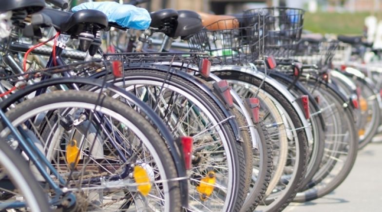 Line of bicycles